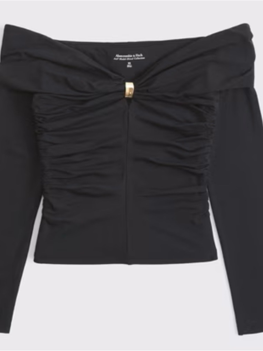 NWT Abercrombie & Fitch Off The Shoulder Gold Hardware Top- Black